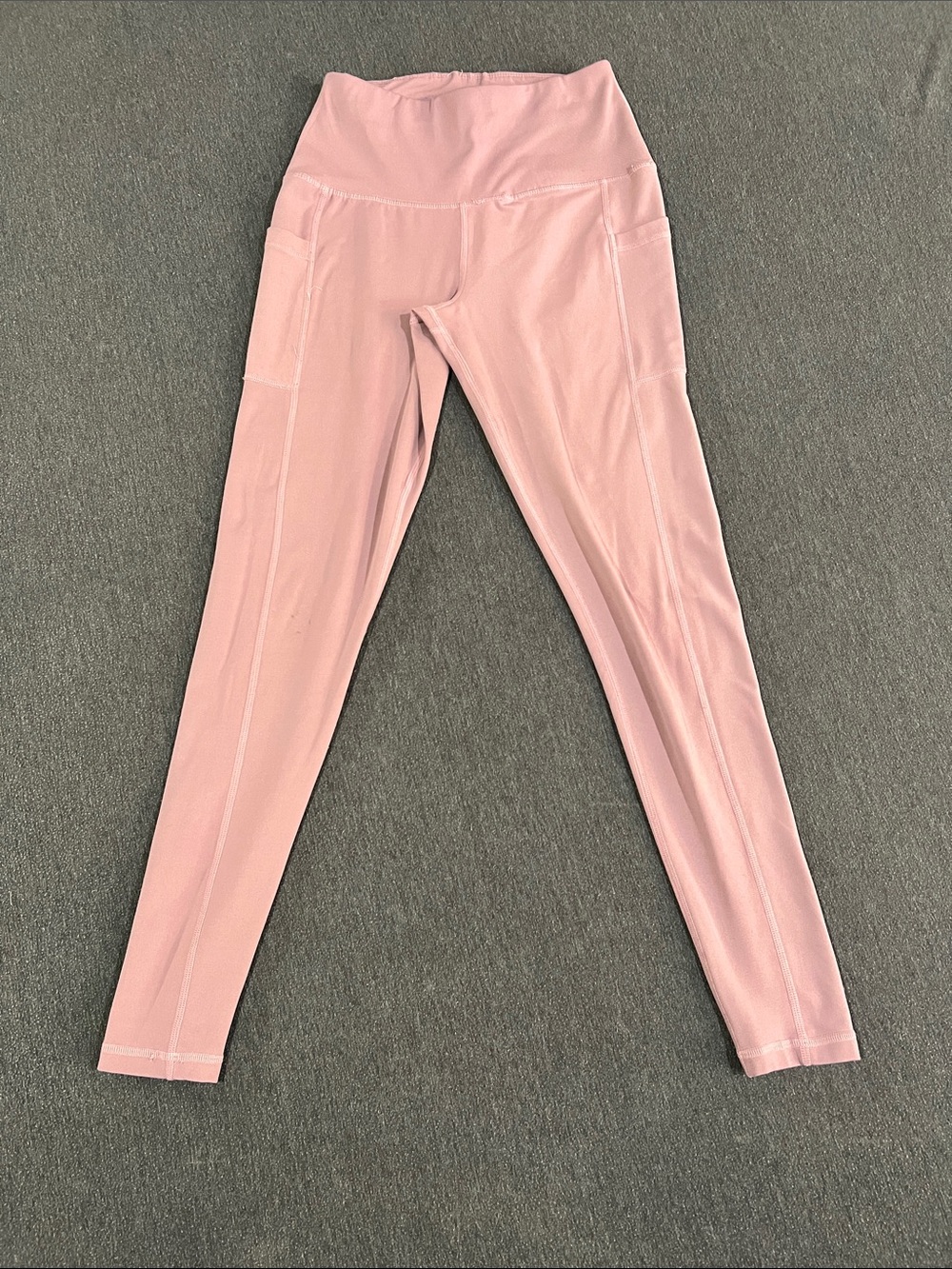 Source Unknown Light Pink High-Waist Leggings with Side Pockets